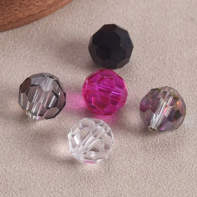 20pcs Round 10mm 12mm Faceted Crystal Glass Loose Beads For Jewelry Making Lot - Image 1 of 2