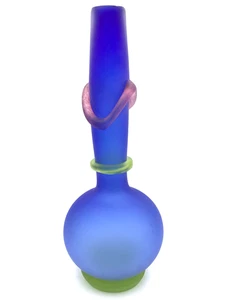 Richard Jones Studio Paran Art Glass Vase 12.5” Signed Postmodern Frosted Blue - Picture 1 of 6
