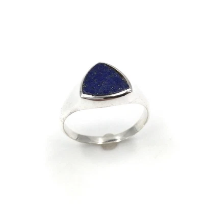 Anello con sigillo in argento 925 lapislazzuli blu gioiello da uomo anello... - Immagine 1 di 4