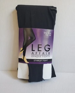 Stirrup Tights Leg Affair Black Opaque One Size Nylon Spandex NOS - Picture 1 of 10