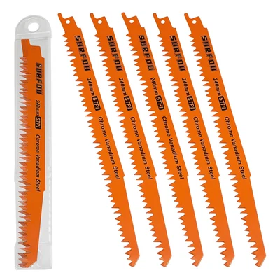 Lame Seghetto Alternativo per Sega a Gattuccio 5 Pezzi, Lama Legno 240Mm 5TPI, S