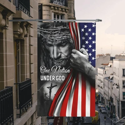 Christian American Flag 3X5 Ft with Jesus - One Nation under God, Double Sided, - Image 1 of 4
