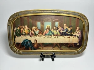 Vintage Print of The Last Supper Ornate Curved Frame - Color Print - 16.5 x 9.5 - Picture 1 of 9