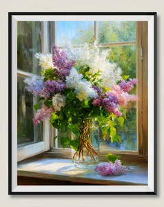 Lilacs in a Vase 11 - Chart Counted Cross Stitch Patterns Needlework DMC Color - Picture 1 of 2
