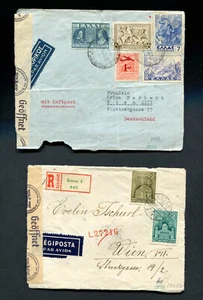 Hungary / Greece WW II : 2 cover fronts with censorship cancels - sent to Vienna - Picture 1 of 1