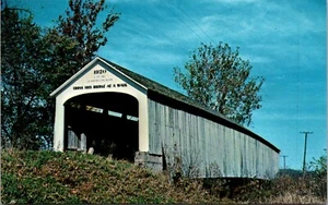 Postcard Parke County Indiana Nevins Covered Bridge Little  Racoon Creek Vintage - Picture 1 of 2