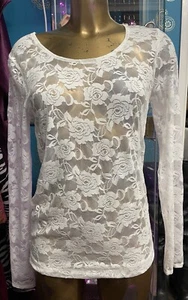 Burleska Scarlet White Lace Long Sleeve Gothic Steampunk Top BNWT Sizes M-2XL - Picture 1 of 8