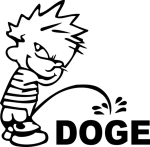 Calvin pee piss peeing on DOGE Elon Musk Trump department joke republicans - Bild 1 von 1
