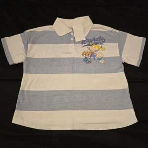 NWT Nickelodeon Rugrats Girls Striped Collared Shirt Blue & White Size 6 Small - Picture 1 of 6