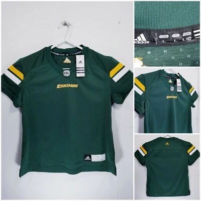 NWT Adidas Edmonton Eskimos Youth Large Jersey CFL Green Discontinued — 第 1/4 张图片