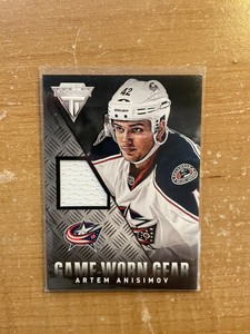 2013/14 Panini Titanium Game Worn Gear Jersey Relic Artem Anisimov Blue Jackets
