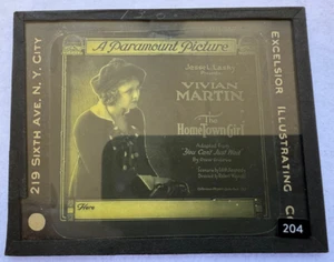 MAGIC LANTERN SLIDE MOVIE THE HOMETOWN GIRL VIVIAN MARTIN PARAMOUNT 1919 RARE - Imagen 1 de 2