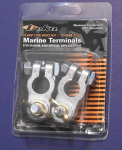 2 New Marine Battery Top Post Terminals & Wing Nuts  1 Positive 1 Negative  - Picture 1 of 6