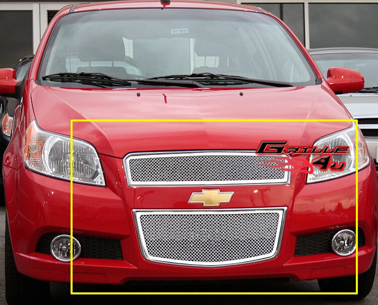Combo de inserción de rejilla de malla cromada inoxidable hatchback 5 puertas para Chevy Aveo 09-11 Foto 1 de 3
