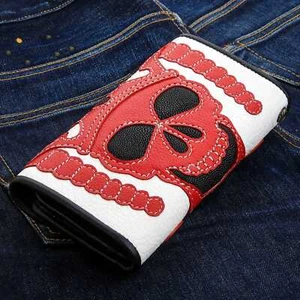 Biker Wallet Red Devil Stingray Leather - Picture 1 of 8