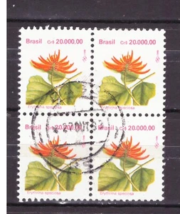 FRANCOBOLLI Brasile Brasil 1993Serie Ordinaria Fiori 20000 C. QUARTINA YV2131  ° - Picture 1 of 1