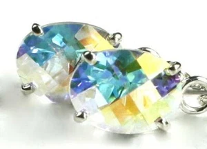 925 Sterling Silver Threader Earrings, Mercury Mist Topaz, SE003 - Picture 1 of 3