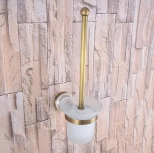 Bathroom Accessory Wall Mounted Antique Brass Toilet Brush Holder Set Qba585 - Picture 1 of 7