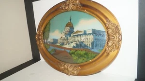 VINTAGE US CAPITOL BUILDING REVERSE DOME GLASS WALL PICTURE by CHICAGO PORTRAIT - Picture 1 of 12