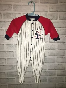 NWT CARTER'S BABY BOYS S (3M) 3 MONTHS BASEBALL ONE PIECE BODYSUIT SLEEPER FOOTE - Picture 1 of 2