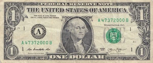 A47372000B TRAILING YEAR 2000 $1 One Dollar Bill Fancy Serial Number - Picture 1 of 1