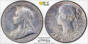 1897 Great Britain silver Diamond Jubilee Medal PCGS UNC SP specimen - Picture 1 of 11