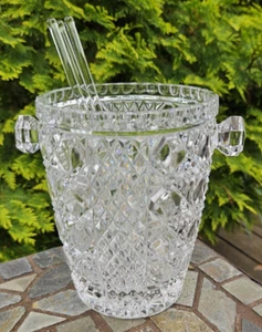 Cubo de hielo de cristal de plomo alemán vintage F B Rogers con asas 3 Swizzle FREESHP - Imagen 1 de 23