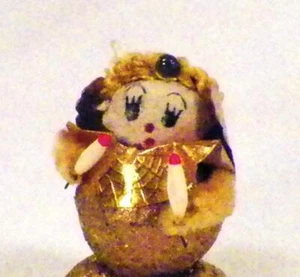 Angel Christmas Decoration Figurine Cotton Batting Gold Glitter Japan VTG #34 - Picture 1 of 4