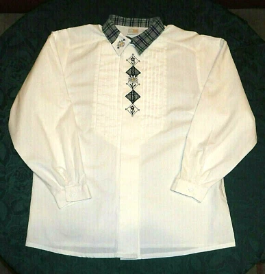 Damen Langarm Trachten Bluse C&A SIXTH SENSE Gr. 44 weiß + grün/blau kariert - Bild 1 von 4