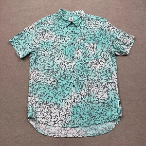 Quiksilver Mens Shirt Green Large Button Down Long Sleeve Collared Adults Casual - Picture 1 of 8