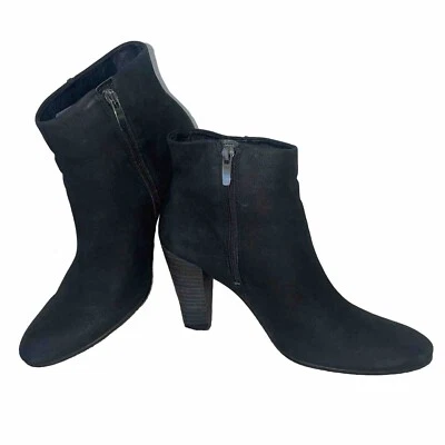 "Bota Ecco Diseño Danés Cuero Gamuza Negro Talla 40 9 M Cierre de Cremallera Tacón de 3""" Foto 1 de 4