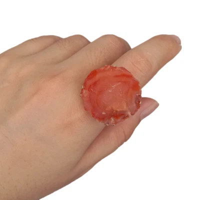 Cornalina Natural Piedra Áspera Druzy Anillos Crudos Electroplaca de Oro Tamaño Redimensionable Foto 1 de 4