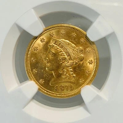 1879 年 MS62 NGC Liberty Head Quarter Eagle $2.5 金币闪耀光泽 — 第 1/3 张图片