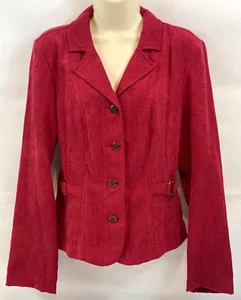 Women's Berry Red Lightweight Textured Blazer Size M Decorative Buttons - Picture 1 of 10
