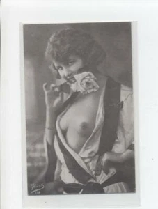 Flirt 119 Rose rechte Hand französischer gewagter Akt Model Postkarte Nachdruck leere Rückseite - Bild 1 von 2