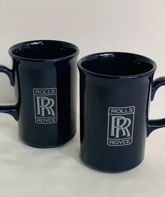 Juego de dos tazas de café de cerámica Rolls Royce azul/plateado coche de lujo Inglaterra Foto 1 de 4