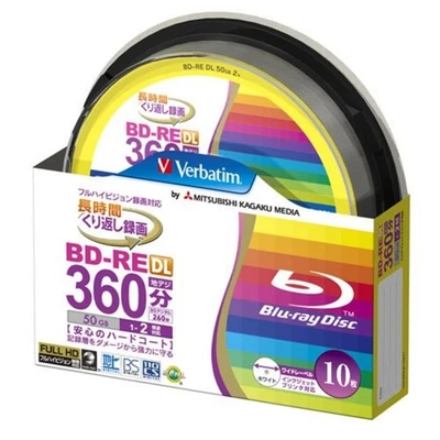 10 Verbatim 3D Bluray 50GB 2x  RW BD-RE DL Rewritable Bluray Inkjet Printable - Image 1 of 4