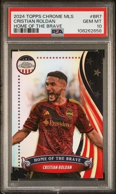 2024 Topps Chrome MLS Cristian Roldan PSA 10 GEM Home of the Braves BR7 Sounders - Image 1 of 2