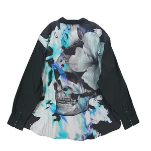 NWT ROBERT GRAHAM Isle De Muerte Skull Bling Beaded Shirt Black Long Sleeve 4XLT - Picture 1 of 12