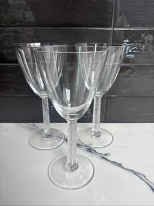 SET 3 LALIQUE Crystal Glass PHALSBOURG Claret Wine Glasses Frosted Stem ART DECO - Picture 1 of 4