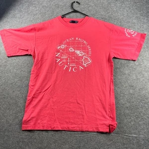 Camiseta informal de algodón cuello redondo manga corta gráfica roja mediana Nautica para hombre - Imagen 1 de 9