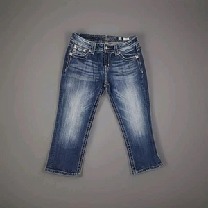 Miss Me Jeans Womens Size 28 29x21 Signature Cuffed Capris Jeans Stretchy Dark - Picture 1 of 6