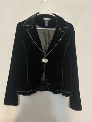 Womens BEREK Vintage Size M Jeweled Blazer Jacket Executive Event Black Velvet - Image 1 of 4