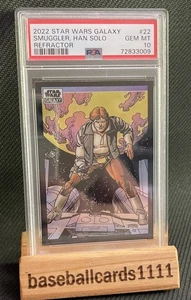 22 Topps Chrome Star Wars Galaxy 22 Smuggler Han Solo Refractor PSA 10 GEM MT NS - Picture 1 of 3