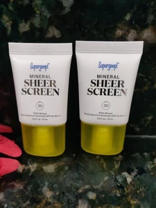 TWO Supergoop Mineral Sheer Screen SPF 30 .5oz/15ml Each Exp 8/2025 - NEW - Picture 1 of 2