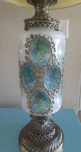 Pr Mid Century 1950s,60s,RARE Resin Rock Art Glass Lamps,Hollywood Regency, 46" - Picture 1 of 12