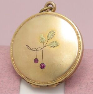 Antique Victorian Acorn Paste Gold Filled Charm Pendant Locket