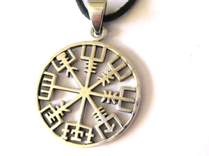 Vegvisir 925'er Silber Ketten Anhänger Wikinger Kompass  / x029 - Picture 1 of 9