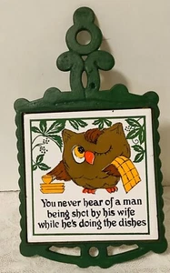 Vintage Eule Untersetzer Keramik Fliese Gusseisen GEORGE GUT - Bild 1 von 5