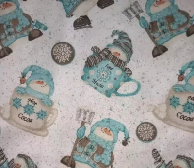 blue whimsical snowman fun fabric length piece 21 x 17.5 inch 1pc - Image 1 of 2